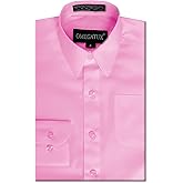 OmegaTux Boys Long Sleeve Solid Color Dress Shirts