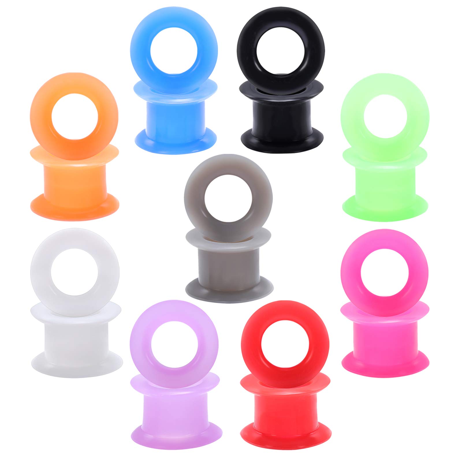 ZeSen Jewelry 9 Pairs of Flexible Silicone Ear Plugs for Piercing, Silicone