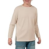 Haloumoning Boys Long Sleeve Shirts Kids Crewneck T-Shirts Casual Split Hem Fall Tops Tees 5-14 Years