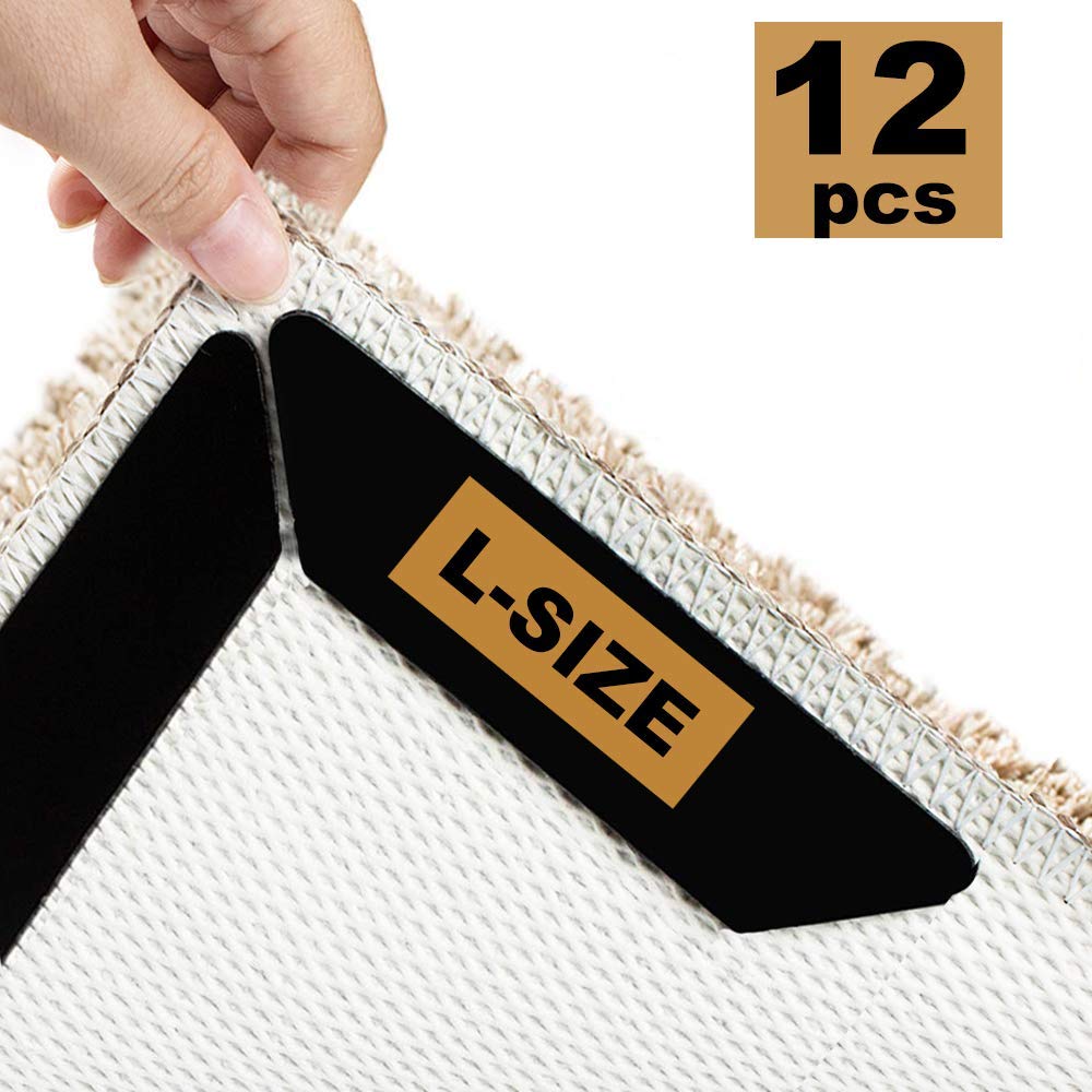 ProFaster 12 Pcs Rug Grippers LSize Anti Curling and NonSlip Area Rug