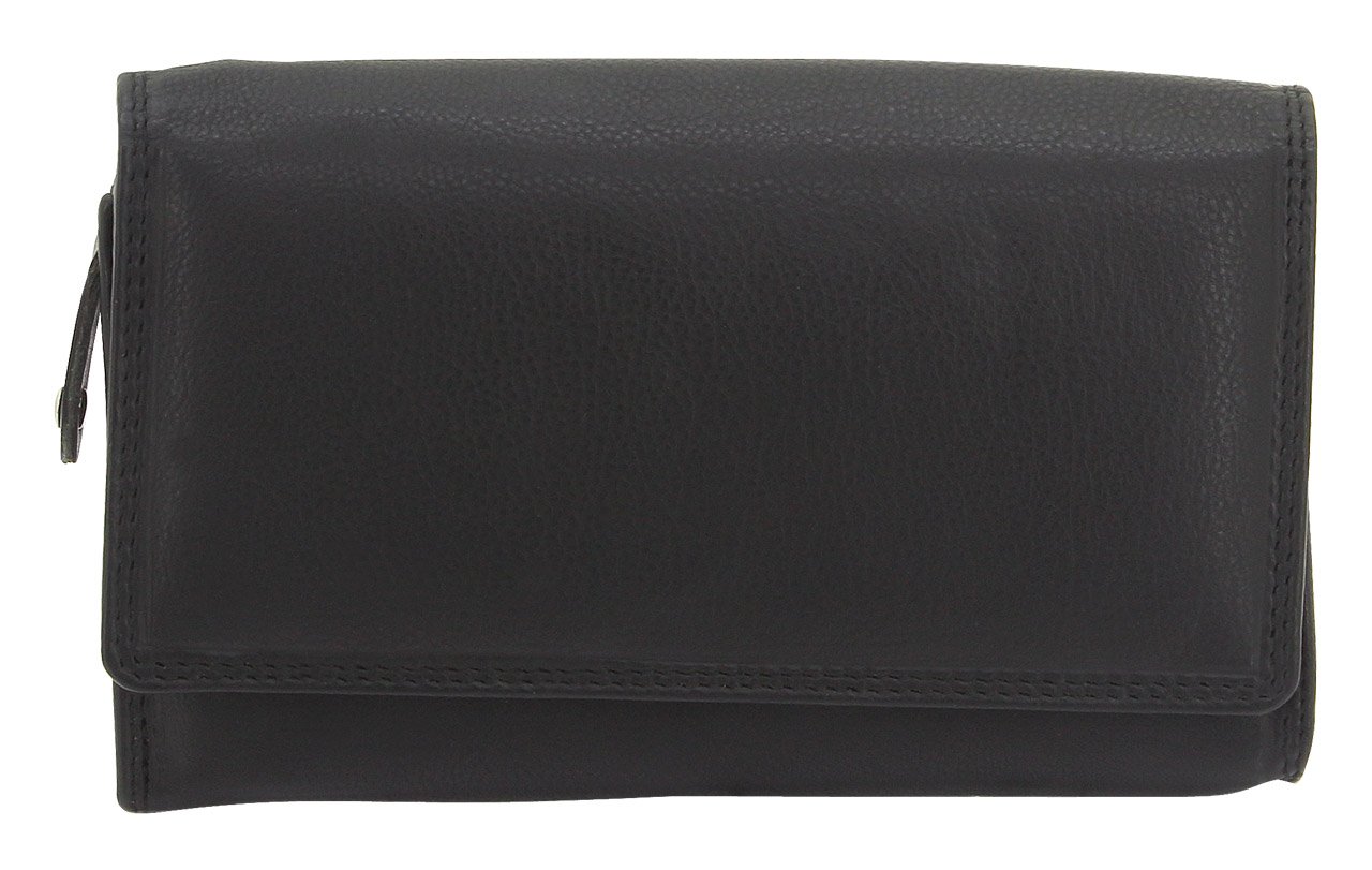 Friedrich|23 Damenbörse Lang, Ladies Line, Rindnappa, highendRFID, TÜV geprüft, Schwarz Coin Pouch, 17 cm, Black (Schwarz)