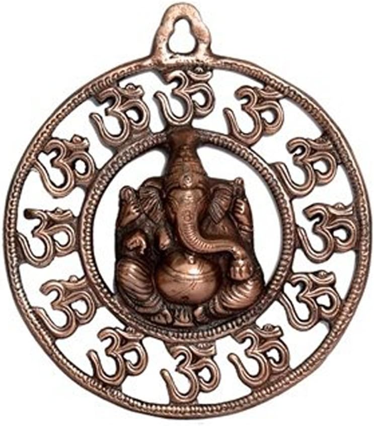Aone India Ganesha Wall Hanging with Om Symbol Religious Puja Article Home Decor Height 9.5 inch