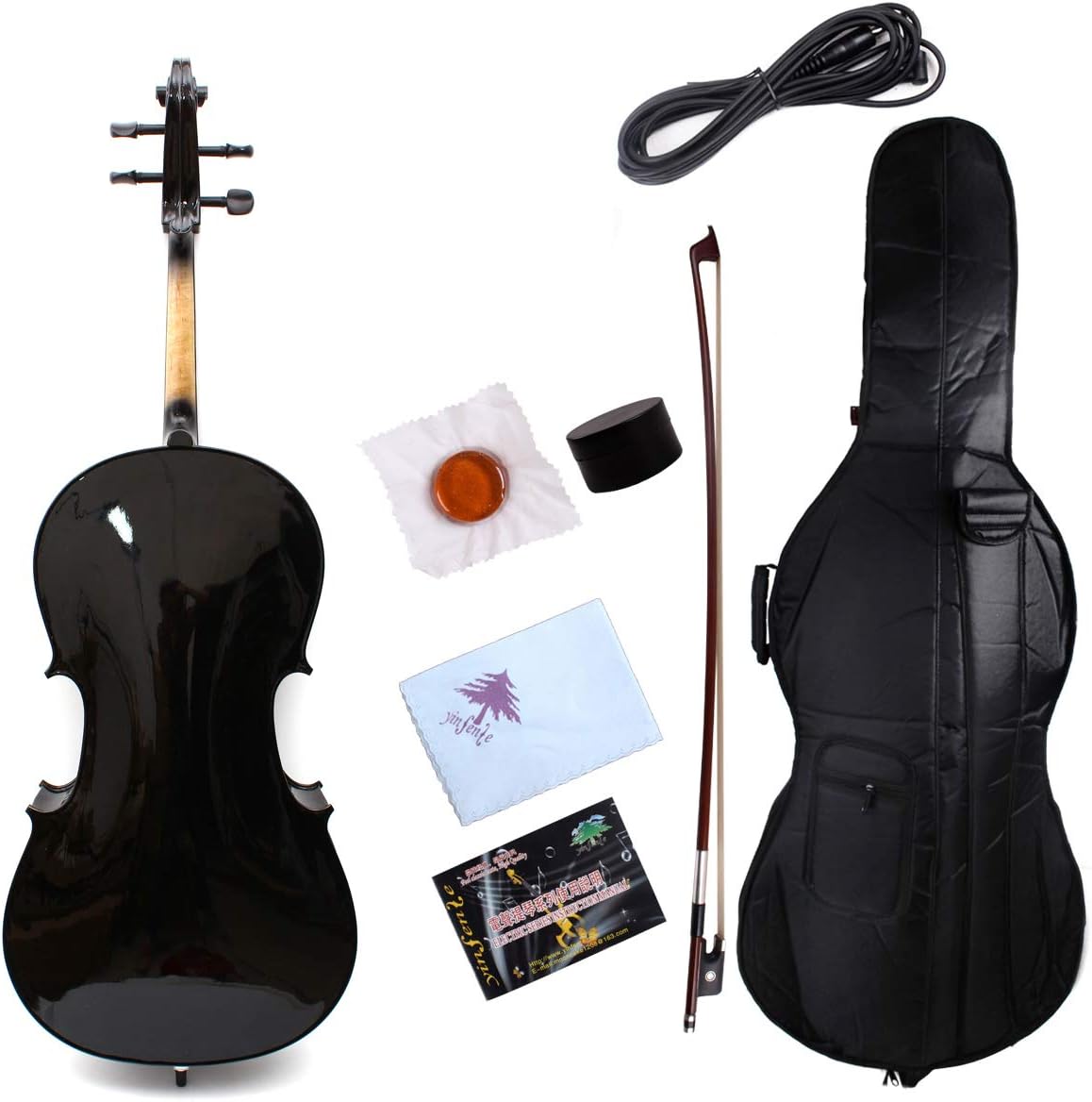 Yinfente Electric Acoustic Cello 4/4 Solid Maple Spruce wood Ebony