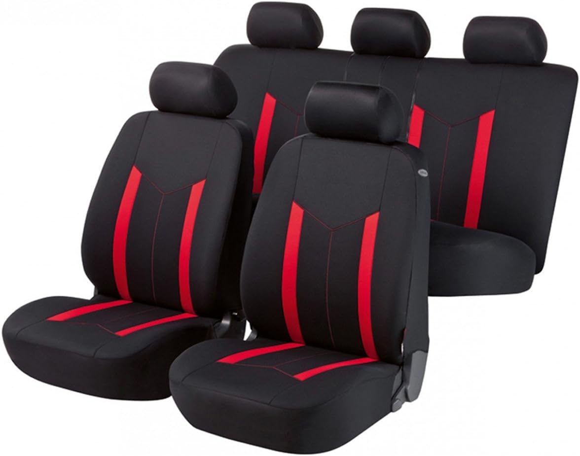 Timon 39243, Car seat covers, protective covers, Complete set, black, red