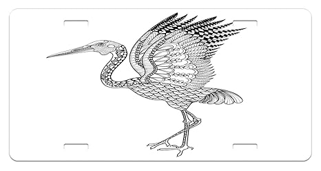 Amazoncom Lunarable Crane License Plate Hand Drawn Brolga - 