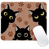 3 Black Cats Square Mouse Pad,Non-Slip Rubber Base Mouse Pad,Home Office Decoration Desktop Accessory,Laptop Mouse Pad for Office Laptops, 9.4x7.8x0.12inch.