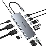 12-in-1 Triple Display Docking Station,OBERSTER USB C Hub Thunderbolt 3 USB C Adapter with Dual HDMI 4K,VGA,Ethernet,USB 3.0,