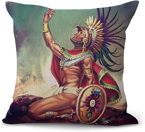 Amazon Co Jp Wholesalesarong アステカ戦士 イエス ヘルゲラ メキシカンアート クッションカバー 装飾枕カバー メキシコ画家 芸術作品 ラティーノ ホーム キッチン