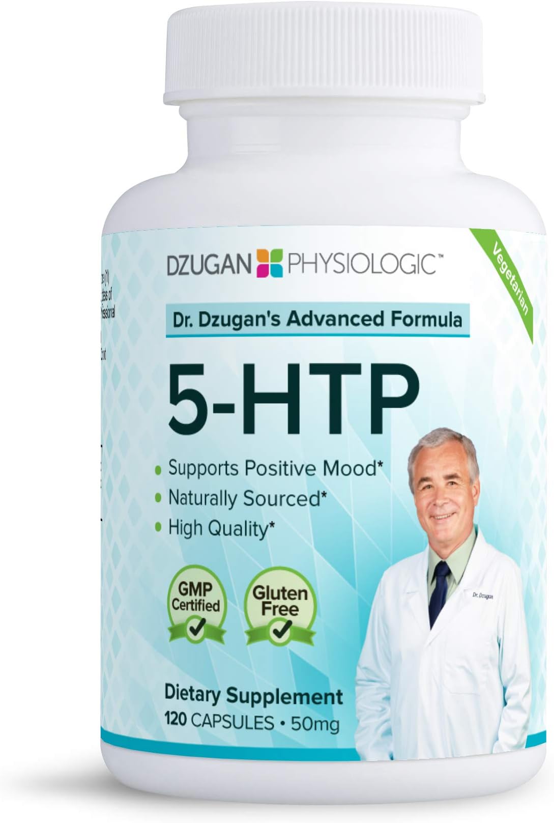 Dr. Dzugan's Advanced 5-HTP Formula :: Vegetarian, Gluten Free, GMP Certified! :: 50mg 120 Caps :: for Better Mood, Sleep