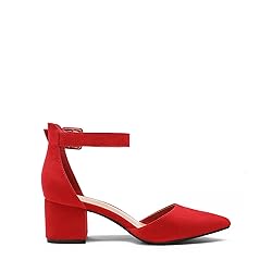 DREAM PAIRS ANNEE Pointed Toe Low Chunky Heels Pump