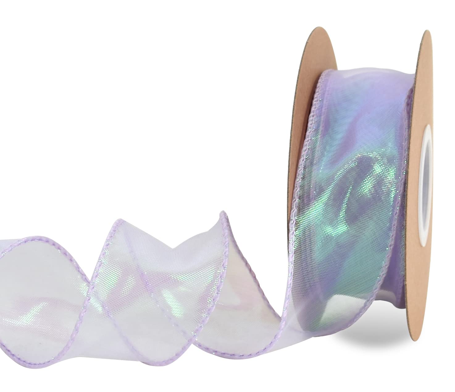 TONIFUL 1-1/2 Inch Wide Laser Light Purple Violet Wired Chiffon Ribbon Shimmer Sheer Organza Ribbons for Crafts Floral Bouquets Wedding Party Decorations Valentine's Day Gift Wrapping Bow Making(10yd)
