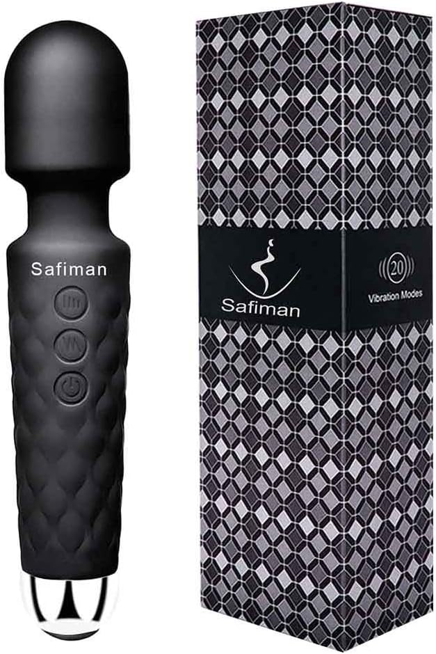 Personal Waterproof hot Magic Massager with 20 Wand Vibration Modes Powerful Maximum Speed 7200RPM Soft Material Cordless Whisper Quiet for Muscle Aches Handheld & Sports Recovery - Black Travel Gift