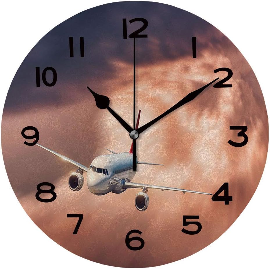 AmaUncle Round Wall Clock Airplane with Motion Blur Effect