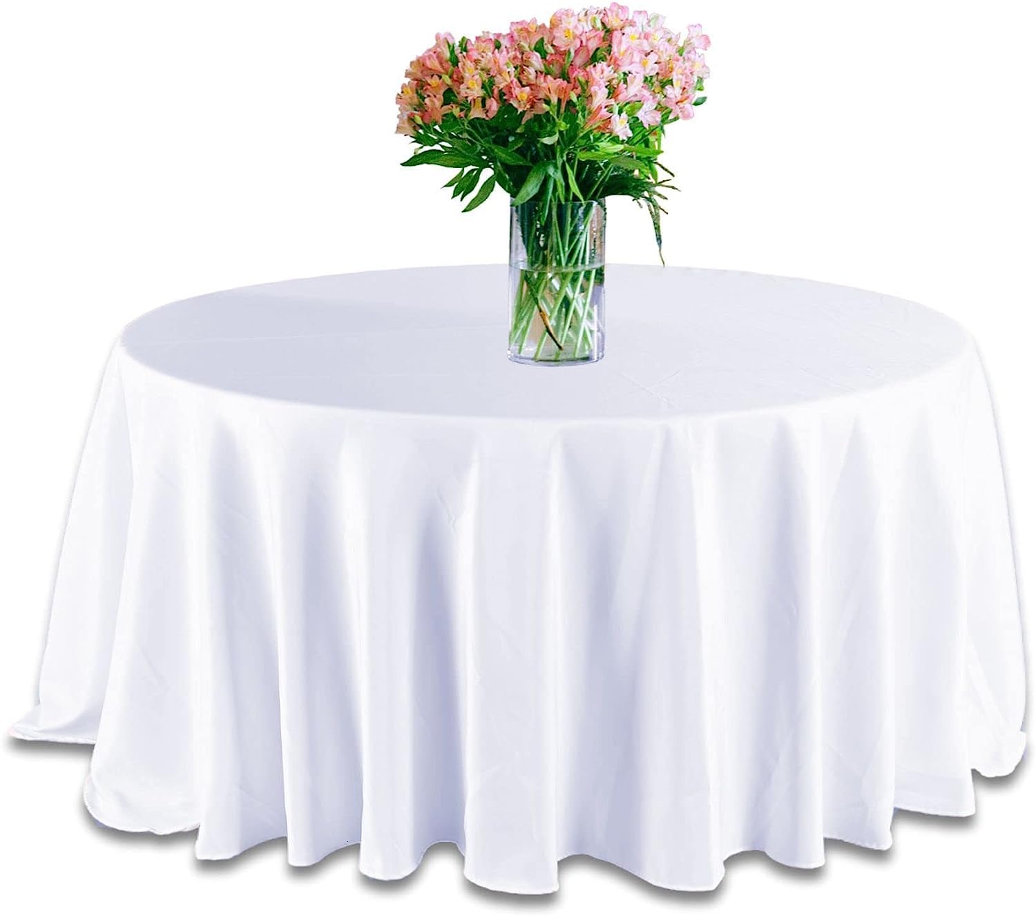 Elegant Event Essentials - Polyester Round Table Plain Cloth/Cover – For Home Décor, Wedding, Parties, Dining Table, Cafe Restaurant & Banquet - Seamless Wrinkle-Free Washable (White, 90")