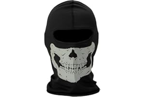 Aikuer Black Balaclava Ghosts Skull Full Face Mask, Carnival Masks Tactical Balaclava Hood for Men Women Youth Halloween Cosplay Outdoor Sport Cycling Hiking Skiing