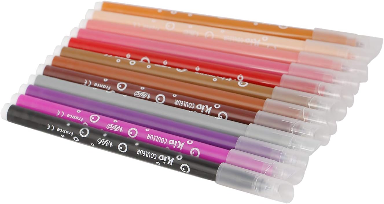 BIC Kids Kid Couleur Felt Tip Colouring Pens - Assorted Colours, Cardboard Wallet of 24: Toys & Games