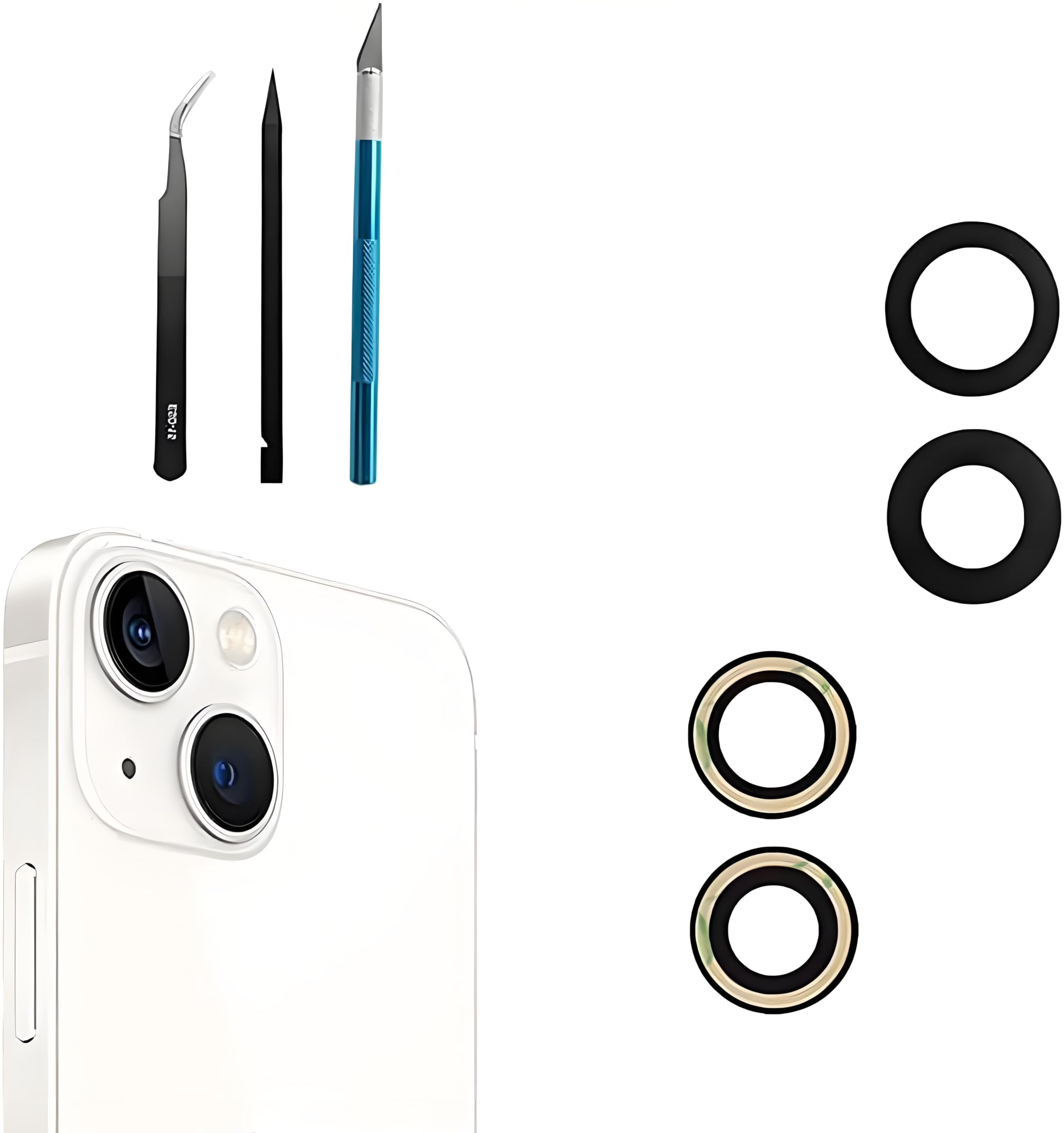 Dakexiong 13/13 Mini Back Camera Lens Replacement for iPhone 13/ iPhone 13 Mini Rear Camera Glass Lens Replacement with Repair Tool Kit, Anti-Lens Scratch
