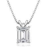 JL LITTLE FOREST Solitaire Pendant for Women, Emerald/Square Princess/Marquise/Trillion Cut CZ Necklaces, 18K White and Gold-plated 925 Sterling Silver Ideas Gift, Jewelry Box Packed