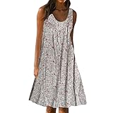 Women Natural Casual Print Sundress, Sleeveless