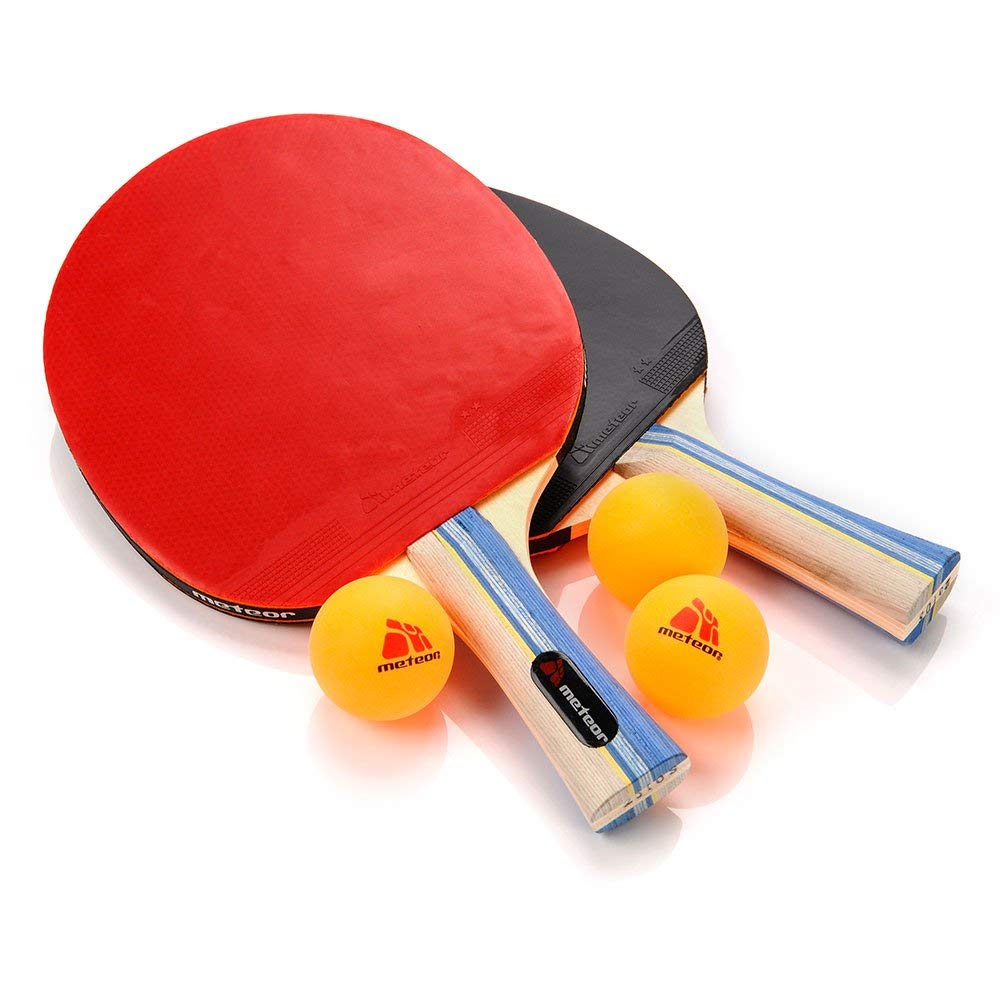 Table Tennis Set Two Bats And Three Balls Allround Professional Amateur Intermediate and Advanced Training Ping Pong Rackets Paddles Comfortable Handle For School Home Sports Club Office (Two Stars)