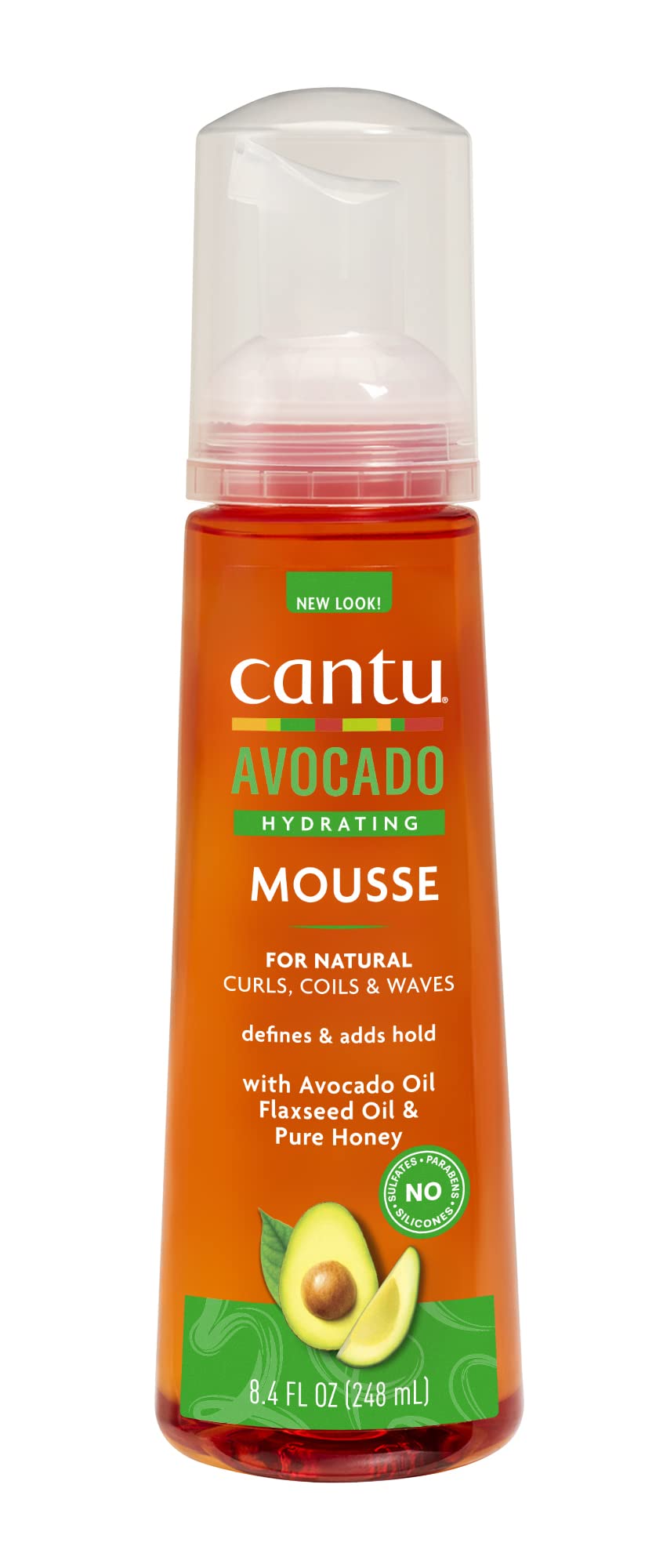 CANTU Avocado Hydrating Styling Mousse 248ml, Clear (packaging may vary)