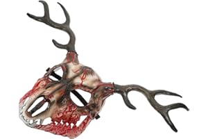 GARVALON Halloween Horned Deer Mask Breathable Realistic Antler Masquerade Prop for Men Women Cosplay and