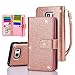 Galaxy Note 5 Case, TabPow 10 Card Slot - [ID Slot] Wallet Folio PU Leather Case Cover with Detachable Magnetic Hard Case for Samsung Galaxy Note 5 - Glitter Rose Gold