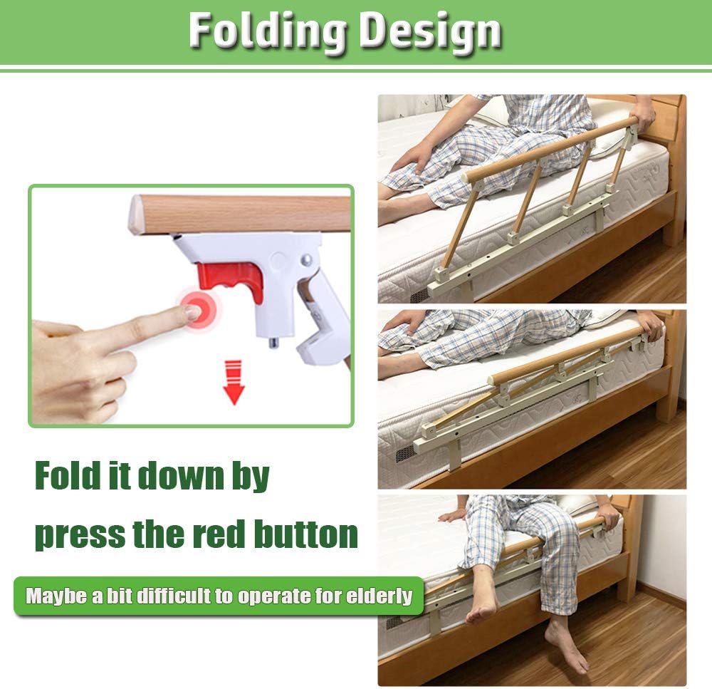 Bed Rails for Elderly Adults Grab Bar Bed Hand Rails Assist Rail Handle Fold Down Medical Hospital Sides Rails Guard Home Care Handicap Safety Assistance Devices (18 inch H): Kitchen & Dining