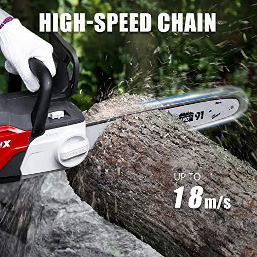HENX 40V 16 Inch Cordless Chainsaw with Toolless Chain Tension System