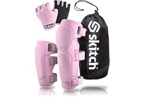 SKITCH Skateboard Protective Safety Gear Set for Kids and Teens | Premium Lycra Sport Knee Pads + Elbow Pads + Wrist Guards + Carry Bag | Scooter Roller Skate Inline Skating Rollerblading