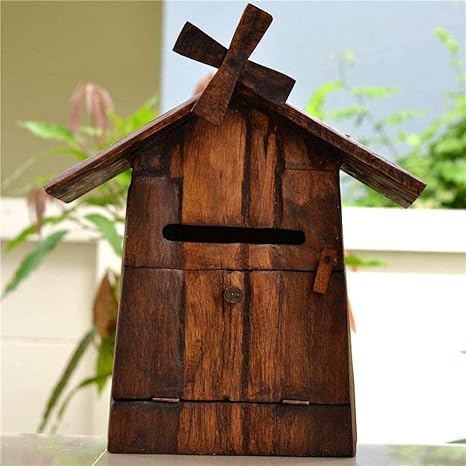 Amazon Co Jp ポスト 郵便ポスト 郵便受け 別荘のドアに手作りの無垢材のメールボックス 小さな風車の屋外の防雨農村スタイルのポストボックス Lyxfcy ホーム キッチン