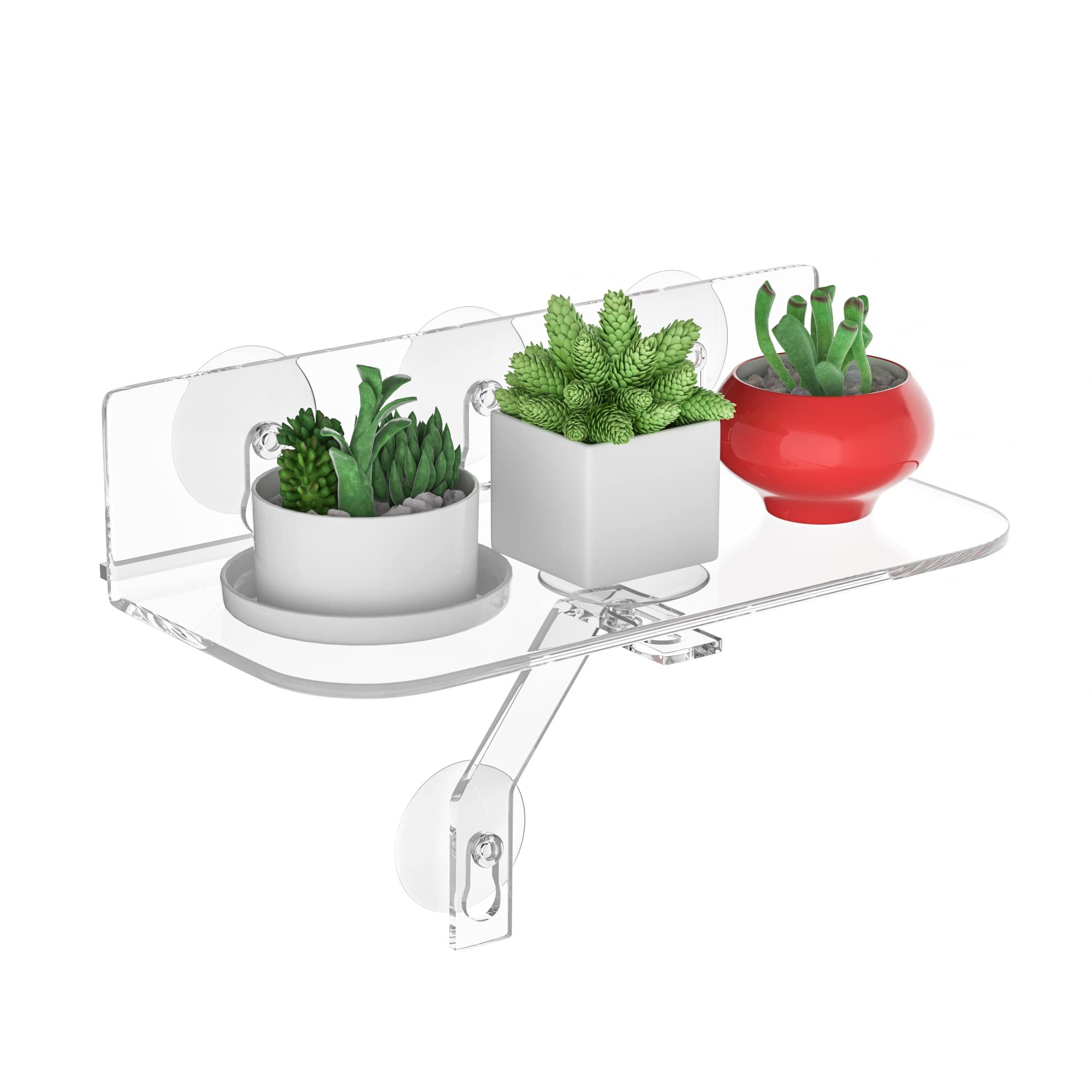 Photo 1 of Hexsonhoma Clear Acrylic Window Shelf with Strong Suction, 12 Inch Hanging Shelf for Plants, Camera, Picture Frame (1 Pack)