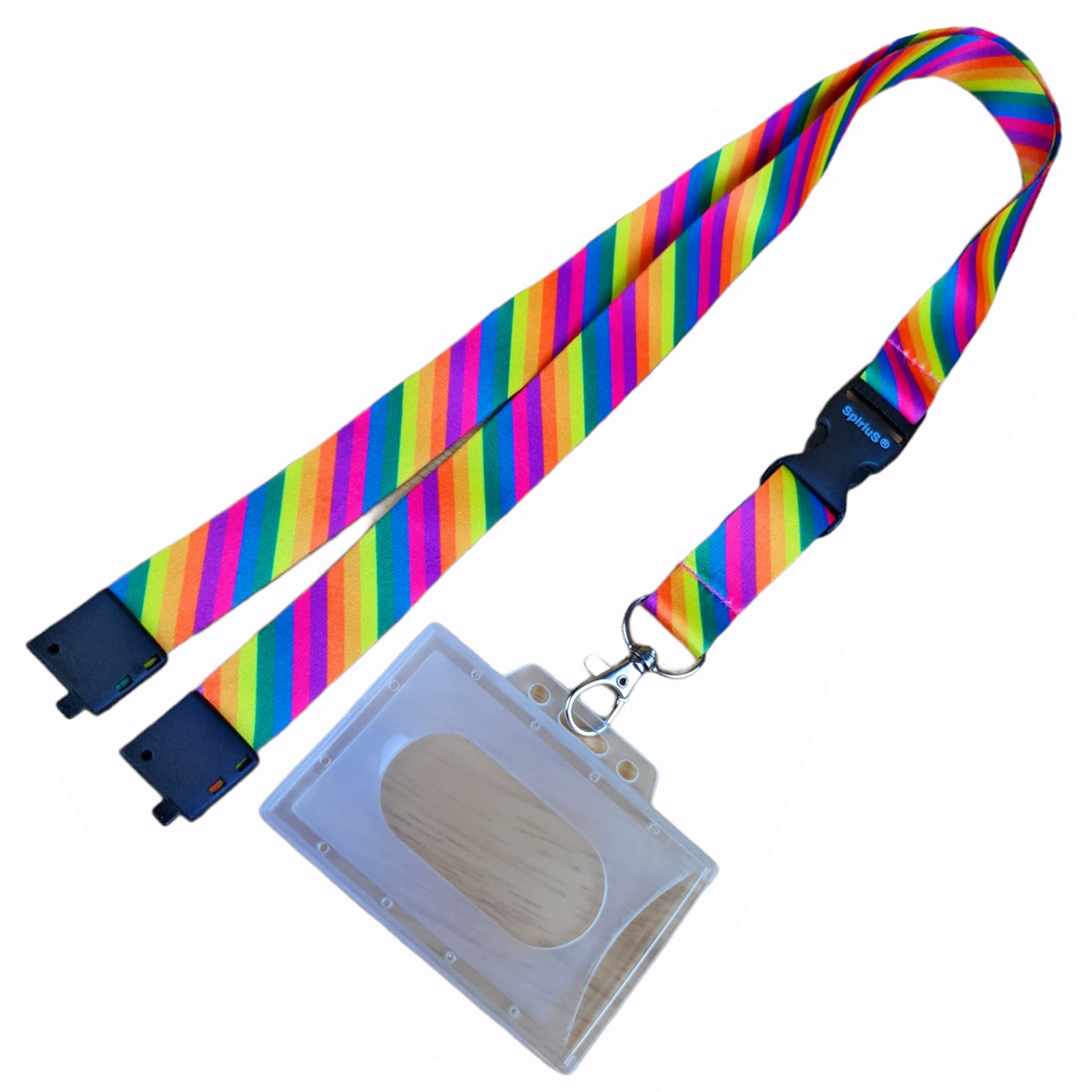 SpiriuS Lanyards + Plastic Badge with Safety Clip (Multi d)