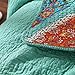 DaDa Bedding Cotton Patchwork Quilt - Fairy Forest Glade Floral Print Bedspread Set, Turquoise Real Patchwork, Queen, 3-Pieces
