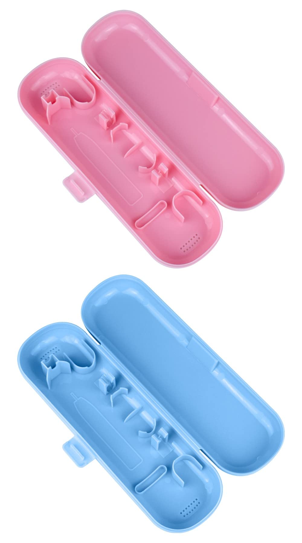 JUNFEIXUAN 2 Pcs Travel Toothbrush Cover Toothbrush Case Compatible with Oral B & Philips Electric Toothbrush Travel Case (Pink&Blue)