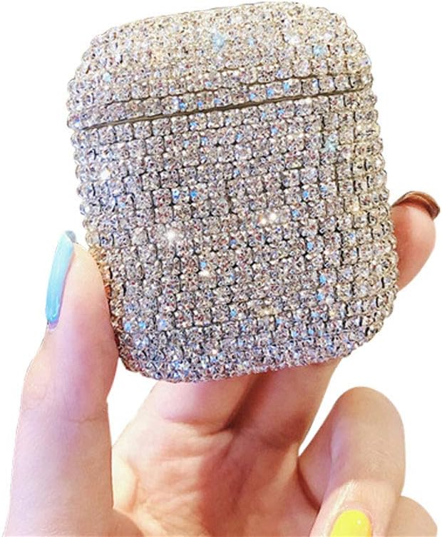 UR Sunshine AirPods Case, Luxury Bling Brilliant Diamond Decoration Hard Cover Case Girls Fashion Case for AirPods 1&2 Anti-Fingerprint Strong Protection