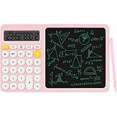 12-Digit Calculator with LCD Writing Tablet, Big Buttons, Pink | Large display, big buttons, erasable pad and stylus for office desks, home budgeting, bills, store counters and daily use.
