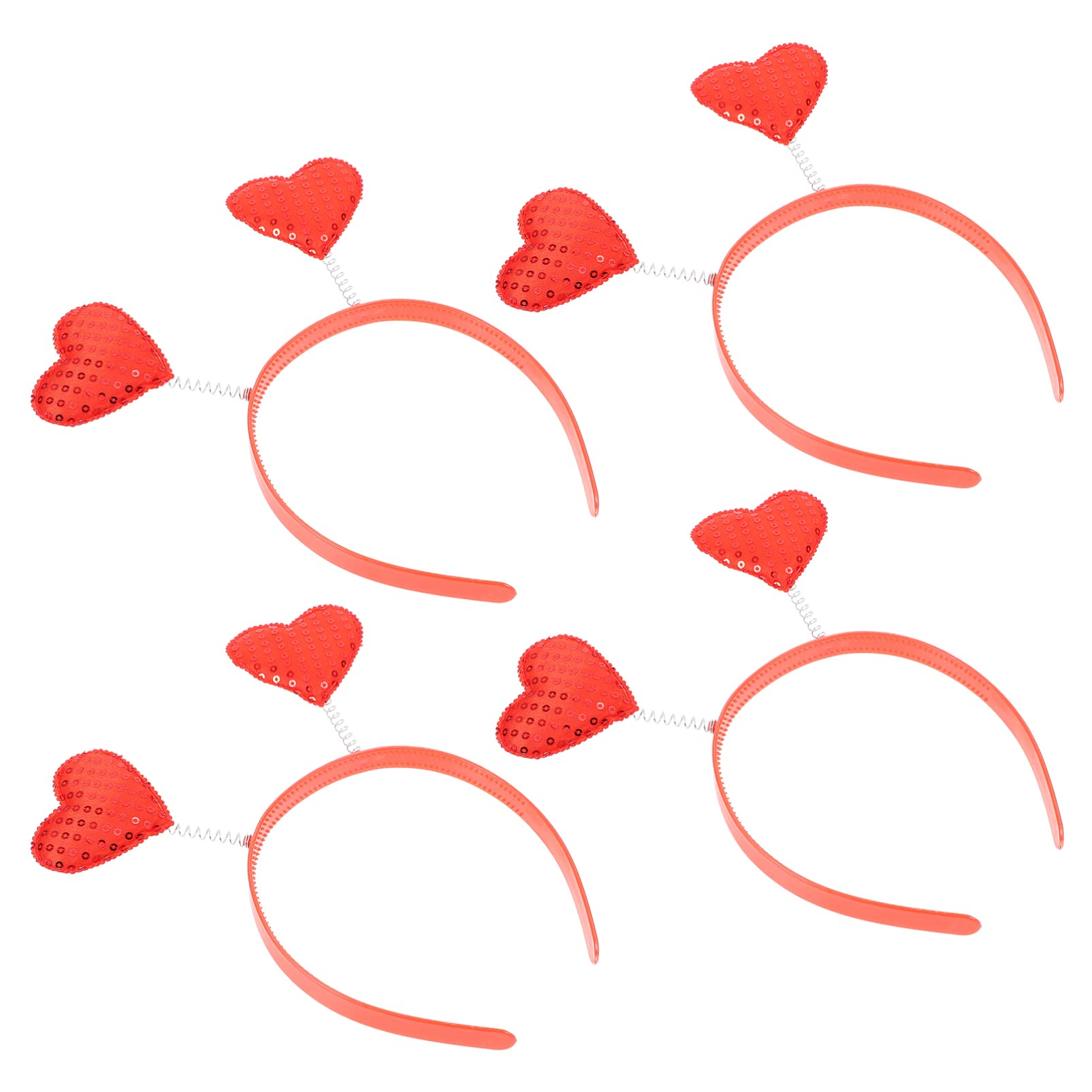 Amosfun 4pcs Valentines Day Headbands Heart Head Boppers Hair Hoop Party Costume Supplies Valentines Day Hair Accessories for Holiday Festival Party