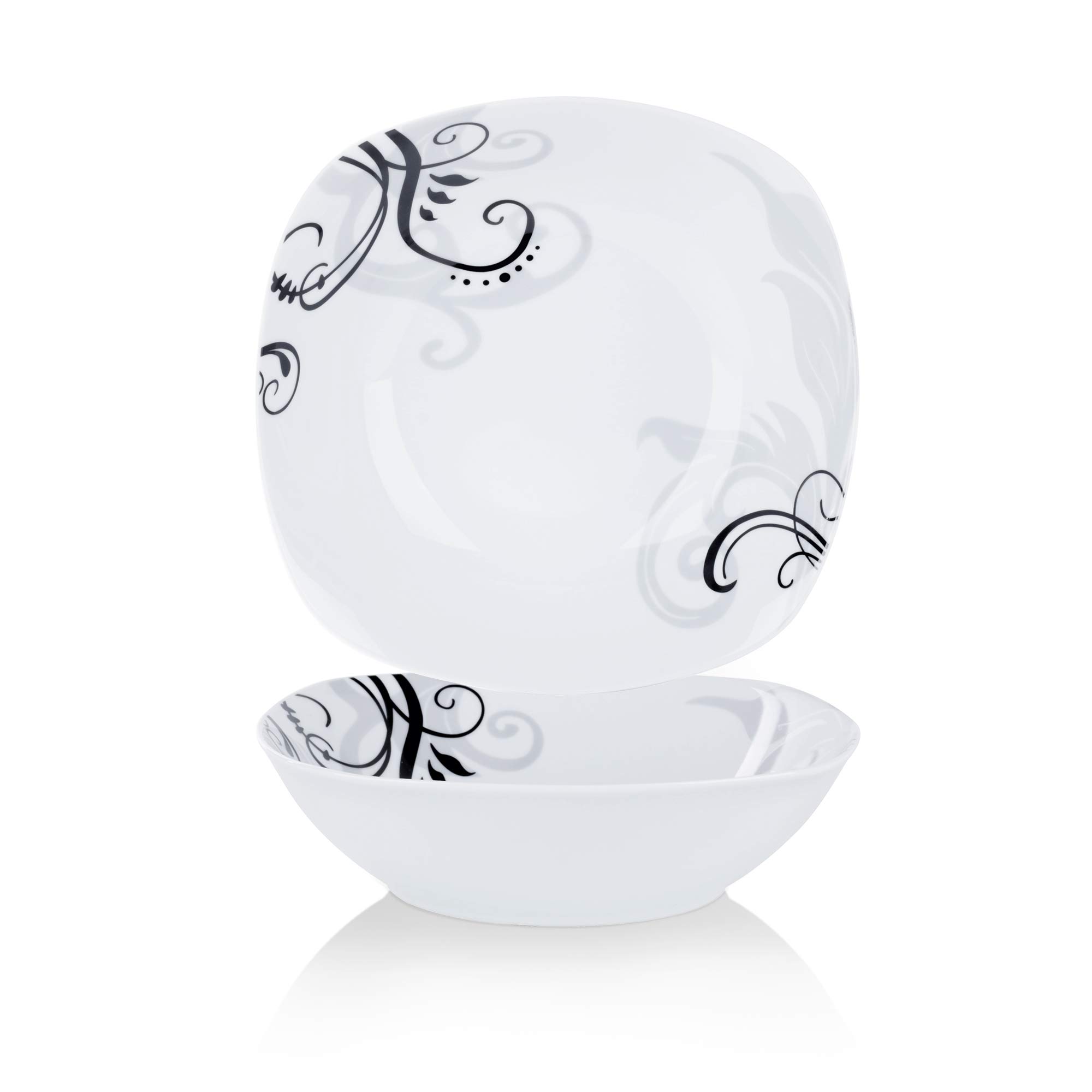 VEWEET Zoey 2-Piece Porcelain Salad Bowl, 1050 ml, Versatile Use as Salad Bowls and Soup Bowls, Addition to Zoey Dinner Service