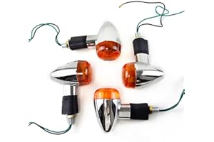 Generic Motorcycle Amber Replacement Turn Signal Indicator Lights for Honda Harley Kawasaki Suzuki Bullet Cruiser Bobber Chopper Command Light Accessories (Amber-4pcs), XLW-0122
