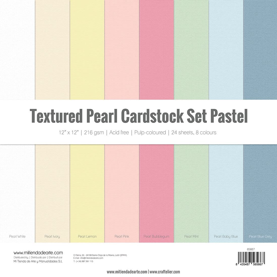 Craftelier Cardstock Pack, Pack of 24 Cardstock for Scrapbooking and Crafts Projects, Pastel Pearl Texture, Dimensions 30 x 30 cm, Weight 216 g