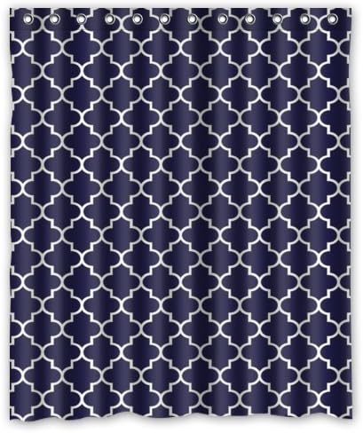 Hipster Dark Blue White Moroccan Trellis Bathroom shower curtain,Fabric Waterproof,60" x 72" by Speacial Shower Curtains