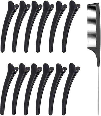JT JUSTIME 12pcs Hair Sectioning Clips + 1 Pin Tail Comb Set