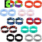 Cocharm 20 PCS Thin Silicone Ear Gauges - Flexible Double Flared Tunnel Ear Plugs