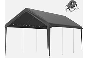SNUBBULL 10 X 20 Ft Canopy Replacement Cover Heavy Duty Waterproof UV & Tear Resistant Car Tarp Canopy Tent Garage Top Shelter Oxford Cover with Ball Bungees (Frame is Not Included)