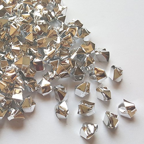 AiFanS 1LB(Approx 755Pcs)Plastic Silver Metallic Nuggets For Table Scatter Decoration or Vase Filler
