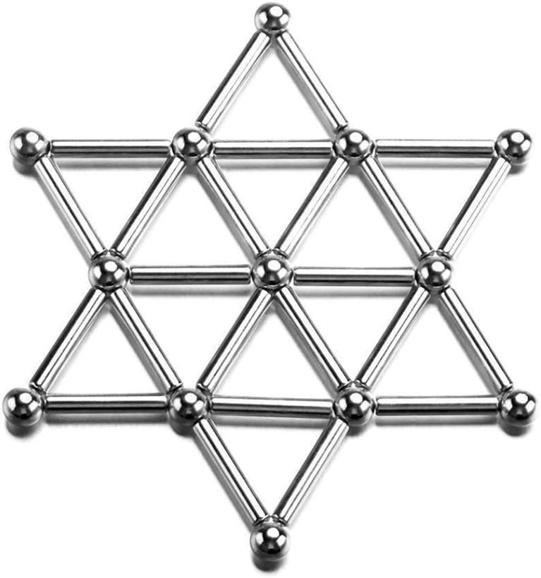 XUE 63 Pieces Magnetic Sculpture - Magnet Toys Building Block For Stress Relief, Office And Home Desk Decor, Cool Gadget For Adult (Silver)