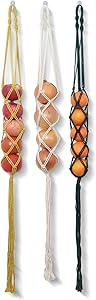 Taykoo Wall Hanging Fruit Basket Bohemian Decor Hanging Basket Potato Fruit Onion Vegetable Organizers Kitchen Macrame Wall Storage Set of 3