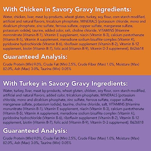 PURINA FRISKIES EXTRA GRAVY WET CAT FOOD CHUNKY 24CT VARIETY PACK (WITH CHICKEN, TURKEY, SALMON, BEEF) – (PACK OF 24) 5.5 OZ. CANS