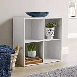Home Source 60cm 4 Shelf Storage Cube Bookcase White Sonoma Oak Finish view 4